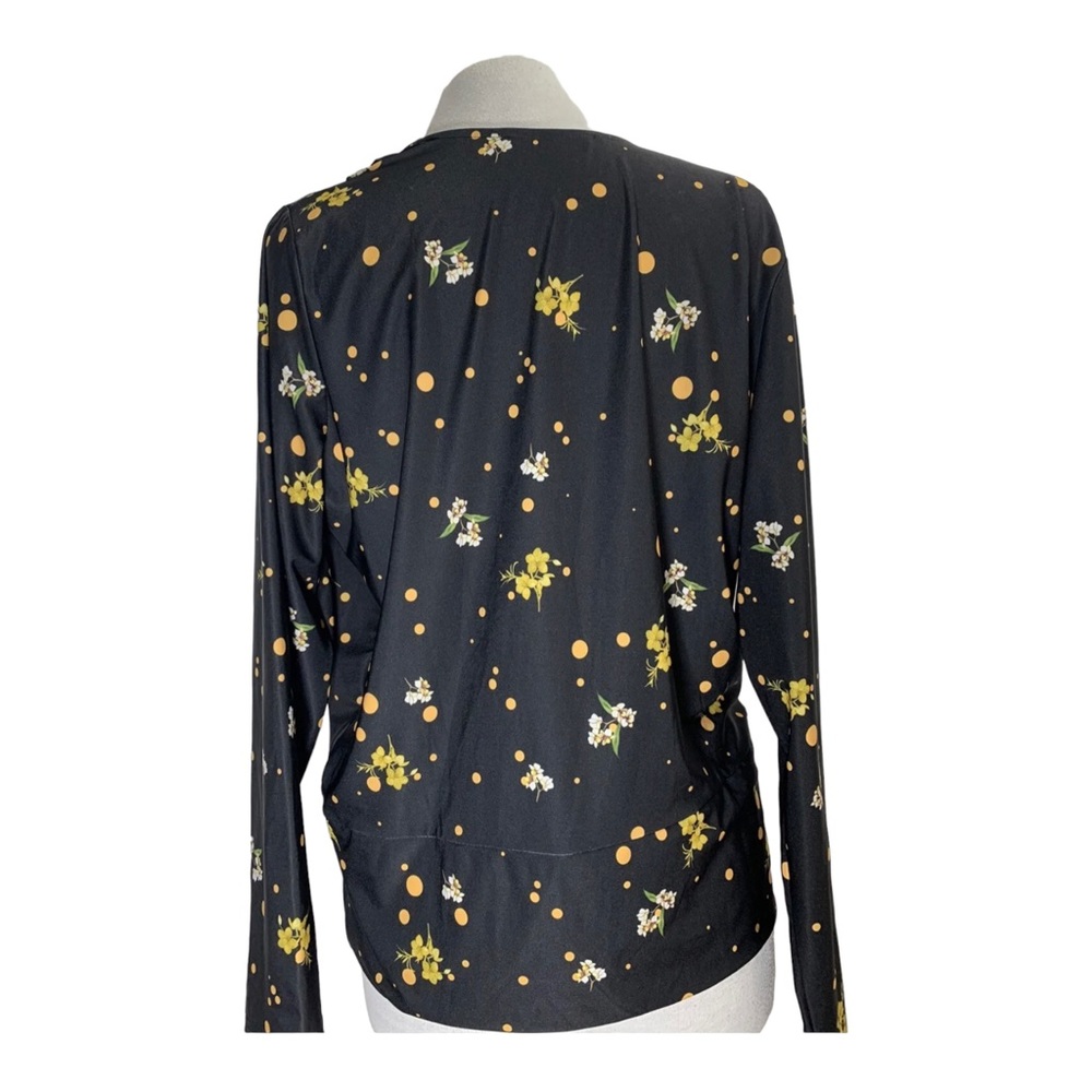 Dorothy Perkins Floral Blouse Top Long Sleeves Black Wrap Front Stretch UK 12 - Picture 7 of 15
